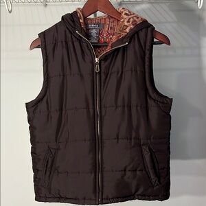 Orage Black Quilted Vest with Patterned Lining
